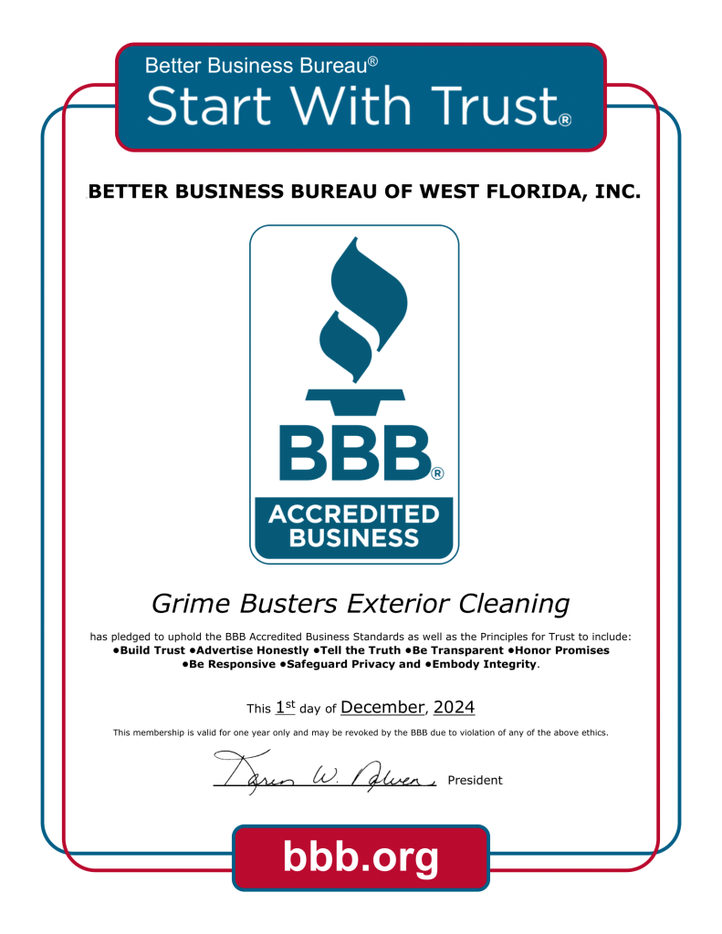 BBB A+ Rating certificate Grime Busters